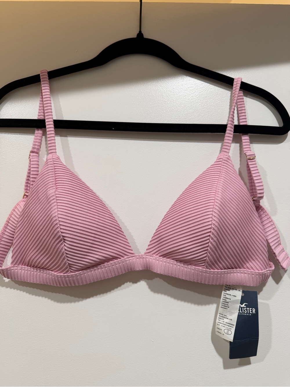 Hollister Light Pink Ribbed Triangle Bralette